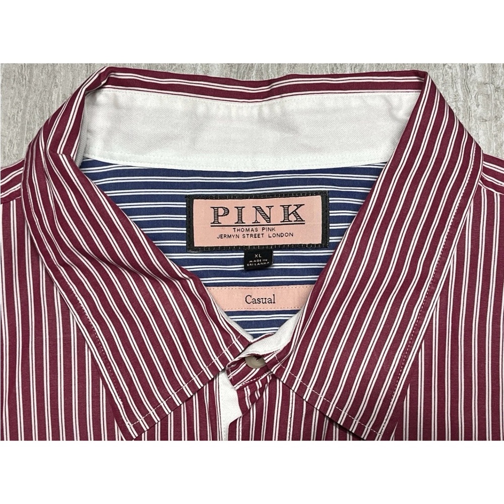 Thomas Pink Men’s Long Sleeve Button Up Striped Casual Shirt Size XL - Picture 3 of 5
